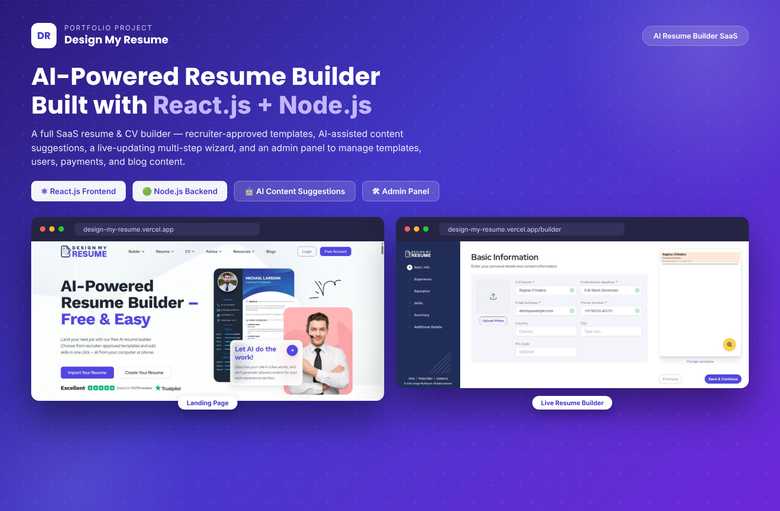 AI Resume Builder SaaS — React.js & Node.js with Payments