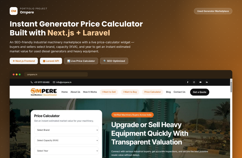 Instant Price Calculator & Resale Platform for Generators Next.js